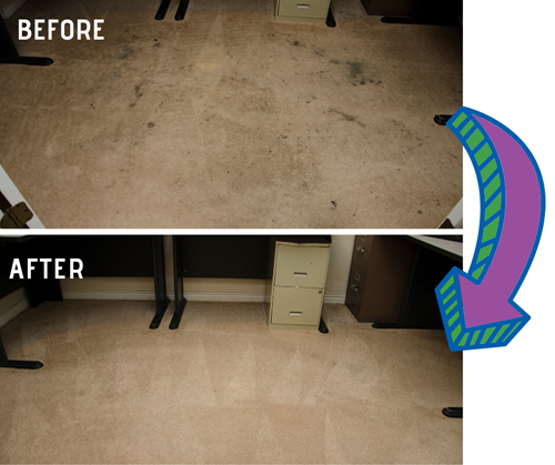 before and after carpet cleaning images in The Villages FL courtesy of First Class Chem-Dry